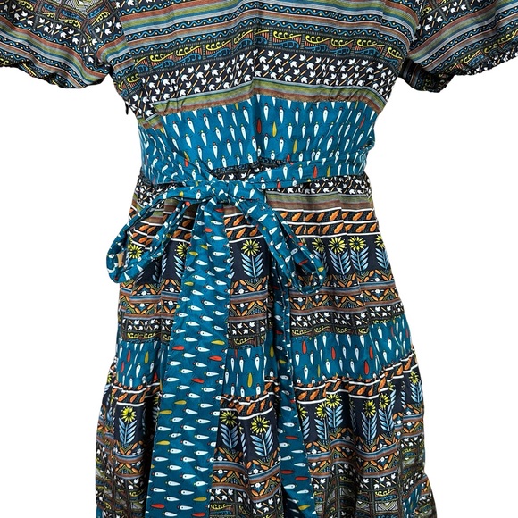 What Comes Around Goes Around Anthropologie Silk Floral Deep VNeck Peasant Dress - Picture 7 of 12